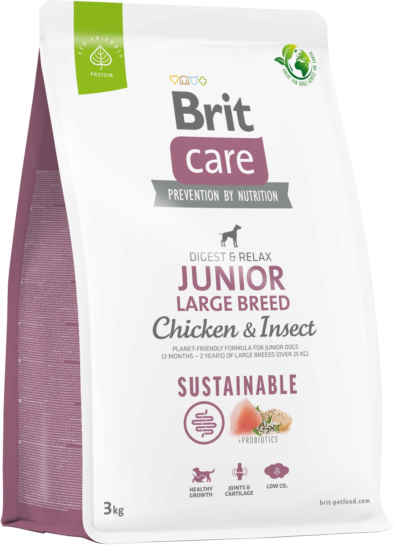 BRIT CARE Sustainable JUNIOR Large Breed, cu Pui si Insecte 3kg