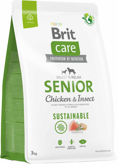 BRIT CARE Sustainable SENIOR, cu Pui si Insecte 3kg
