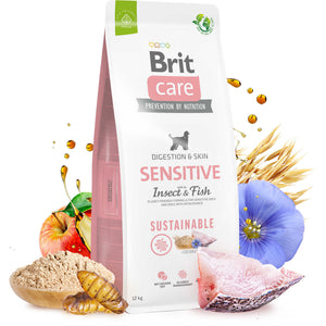 BRIT CARE Sustainable Sensitive, cu Peste si Insecte 12kg