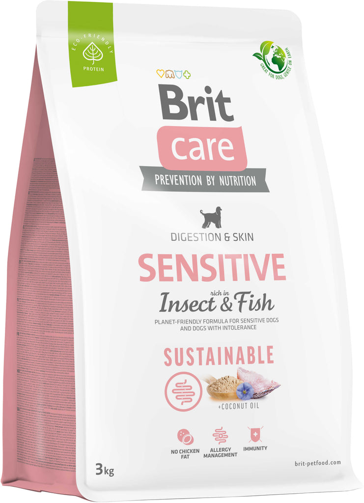 BRIT CARE Sustainable Sensitive, cu Peste si Insecte 3kg