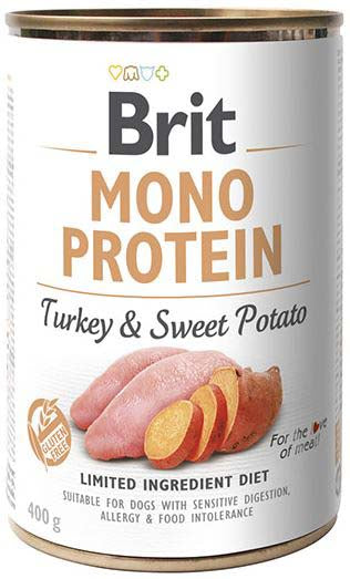 BRIT Conserva monoproteica pentru caini, cu Curcan si Cartofi dulci 400g