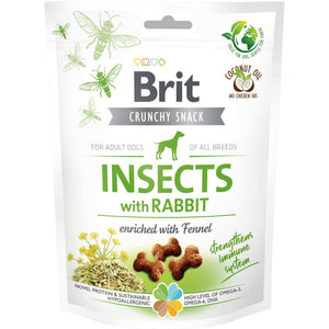 BRIT Crunchy Snack, recompensa pentru caini, cu Insecte, Iepure si Fenicul 200g