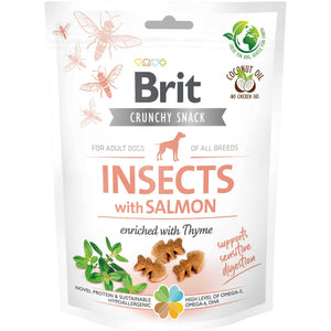 BRIT Crunchy Snack, recompensa pentru caini, cu Insecte, Somon si Cimbru 200g