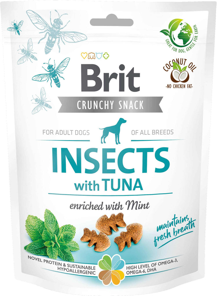 BRIT Crunchy Snack, recompensă pentru câini, cu Insecte, Ton şi Mentă 200g - Maxi-Pet.ro