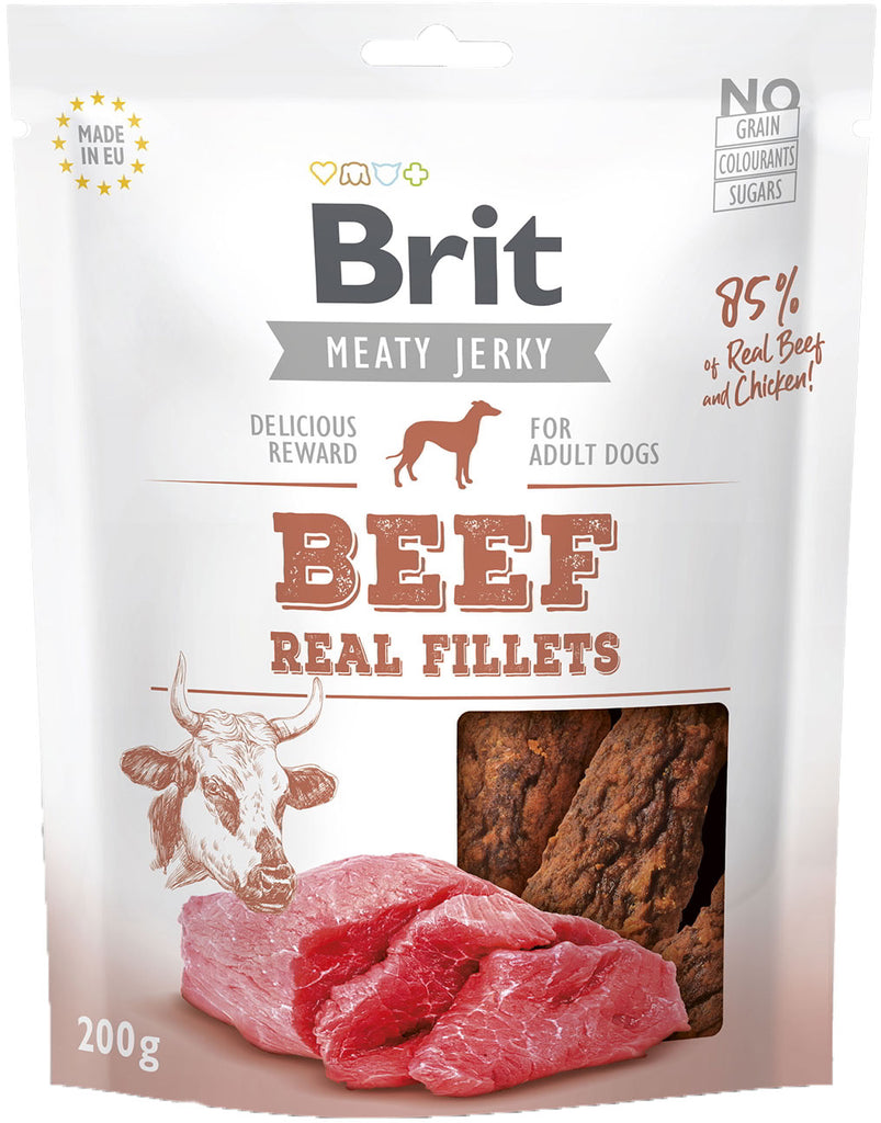 BRIT Jerky File de Vită şi Pui, recompensă pentru câini, cu carne de vită şi pui - Maxi-Pet.ro