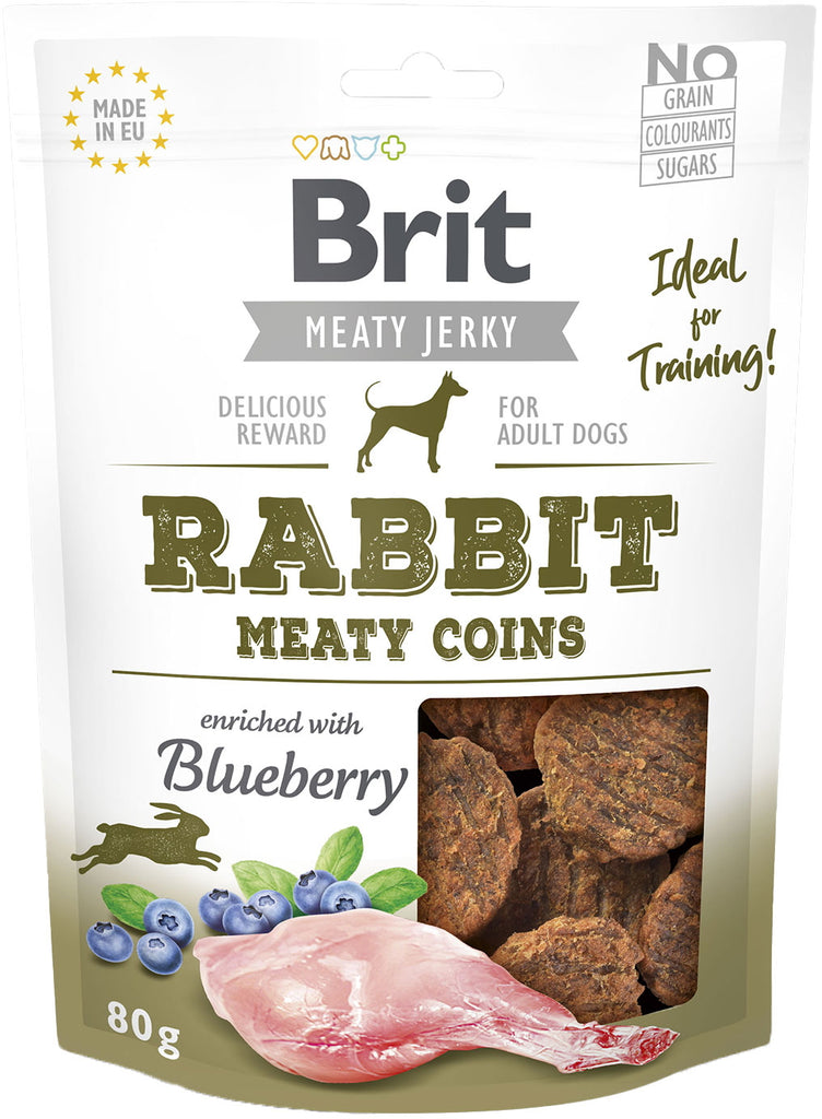 BRIT Jerky Meaty Coins Iepure, recompensă pentru câini, cu carne de iepure 80g - Maxi-Pet.ro