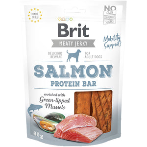 BRIT Jerky Recompensa pentru caini, Baton proteic, cu Somon 80g