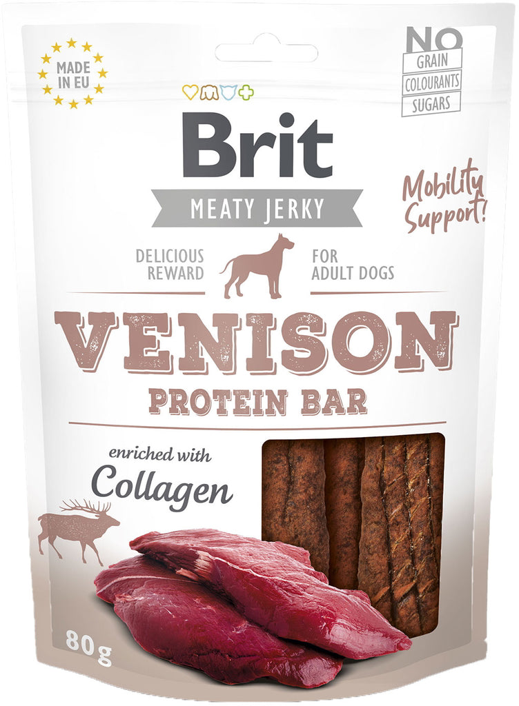 BRIT Jerky Recompensa pentru caini, Baton proteic, cu Vanat 80g