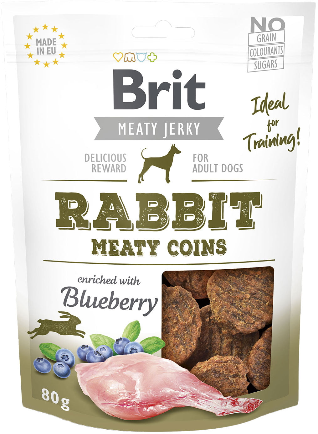BRIT Jerky Recompensa pentru caini, bucatele cu Iepure 80g