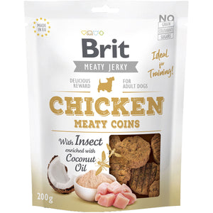 BRIT Jerky Recompensa pentru caini, bucatele cu Pui si Insecte
