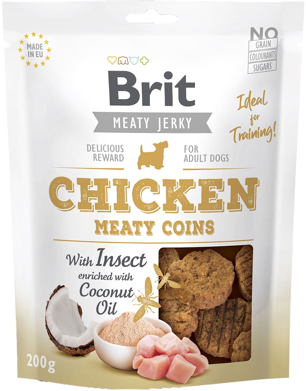 BRIT Jerky Recompensa pentru caini, bucatele cu Pui si Insecte