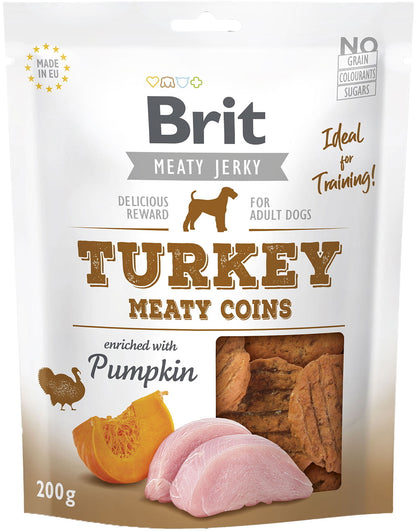 BRIT Jerky Recompensa pentru caini, bucatele din Curcan si Pui