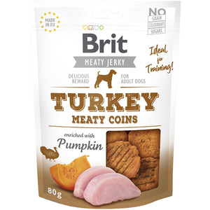 BRIT Jerky Recompensa pentru caini, bucatele din Curcan si Pui 80g