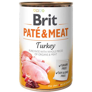 BRIT PATE & MEAT Conserva cu bucati de carne si pate, cu Curcan 400g