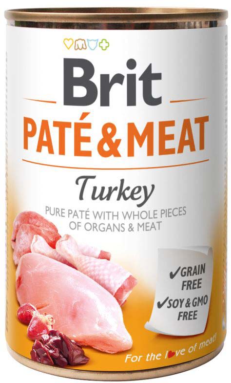 BRIT PATE & MEAT Conserva cu bucati de carne si pate, cu Curcan 400g