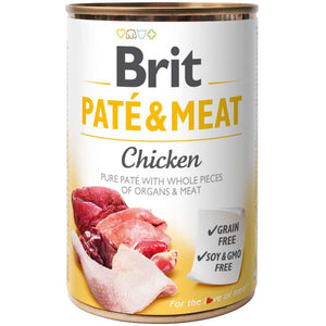 BRIT PATE & MEAT Conserva cu bucati de carne si pate, cu Pui 400g