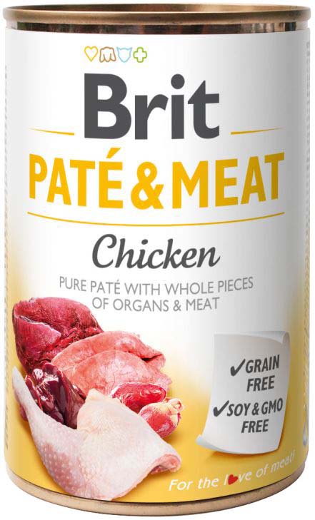 BRIT PATE & MEAT Conserva cu bucati de carne si pate, cu Pui 400g