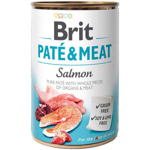 BRIT PATE & MEAT Conserva cu bucati de carne si pate, cu Somon 400g
