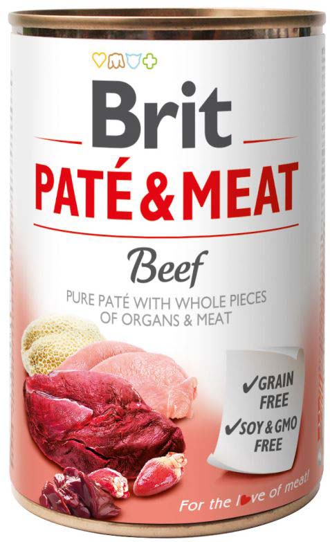 BRIT PATE & MEAT Conserva cu bucaţi de carne şi pate, cu Vita 400g