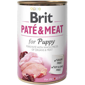 BRIT PATE & MEAT Conserva cu bucati de carne si pate, PUPPY 400g