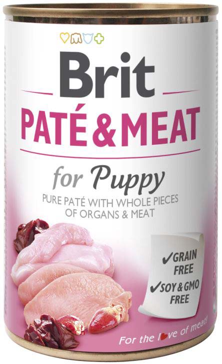 BRIT PATE & MEAT Conserva cu bucati de carne si pate, PUPPY 400g
