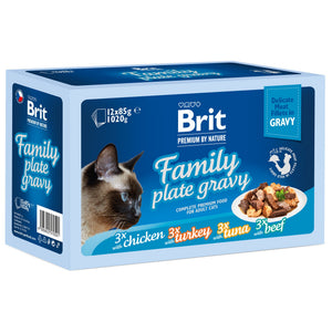 BRIT PREMIUM By Nature Pachet plicuri pisici, Family Plate, sos 1020g (12x85g)