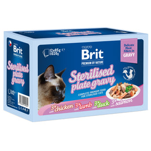 BRIT PREMIUM By Nature Pachet plicuri pisici sterilizate,file sos 1020g (12x85g)