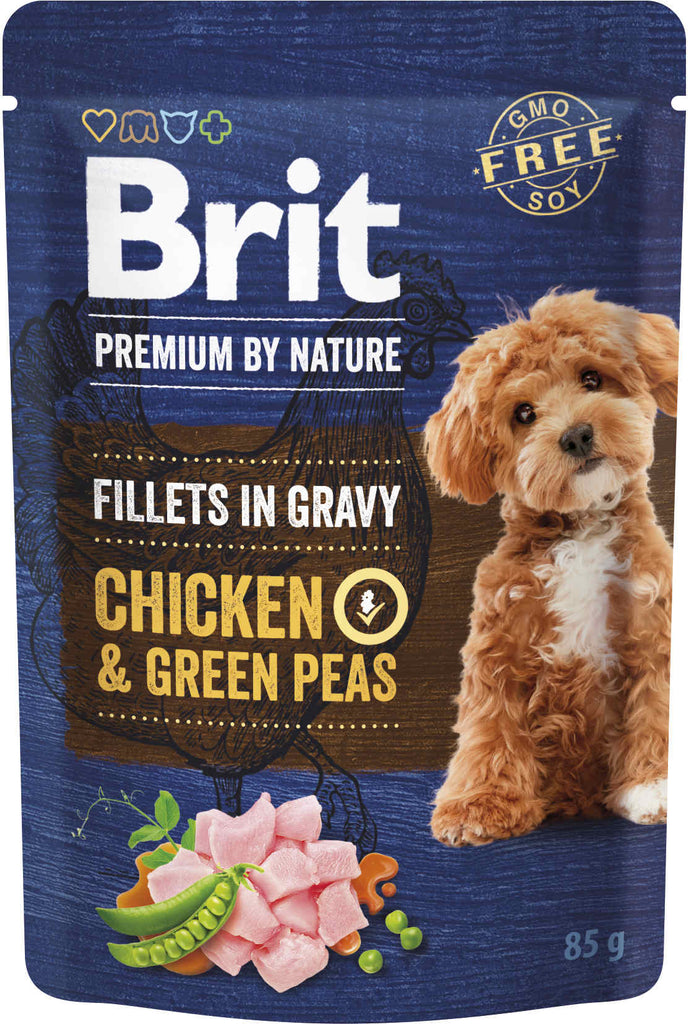 BRIT PREMIUM by Nature Plic, File de Pui cu mazare, in sos 85g 