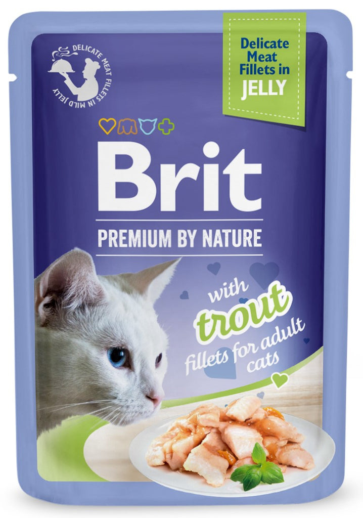 BRIT PREMIUM By Nature plic pentru pisici adulte, file cu Pastrav in jeleu 85g
