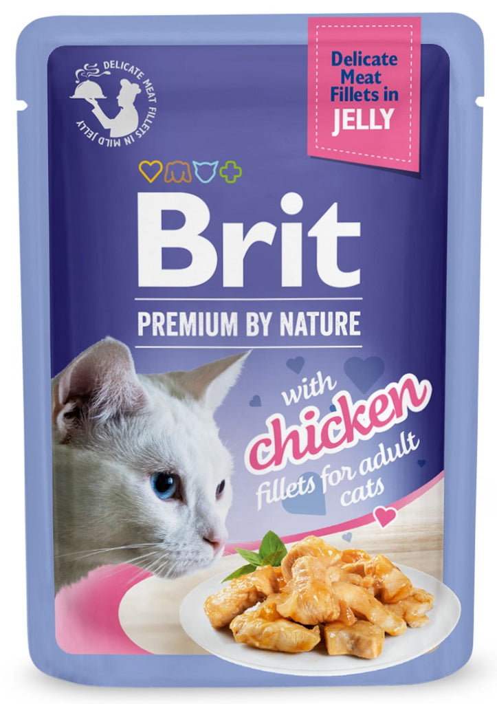 BRIT PREMIUM By Nature plic pentru pisici adulte, file cu Pui in jeleu 85g