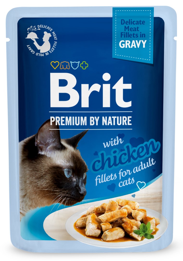 BRIT PREMIUM By Nature plic pentru pisici adulte, file cu Pui in sos 85g