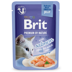 BRIT PREMIUM By Nature plic pentru pisici adulte, file cu Somon in jeleu 85g
