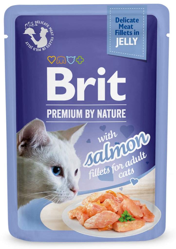 BRIT PREMIUM By Nature plic pentru pisici adulte, file cu Somon in jeleu 85g