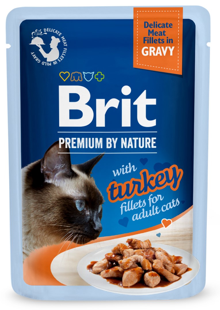 BRIT PREMIUM By Nature plic pentru pisici adulte, file de Curcan in sos 85g