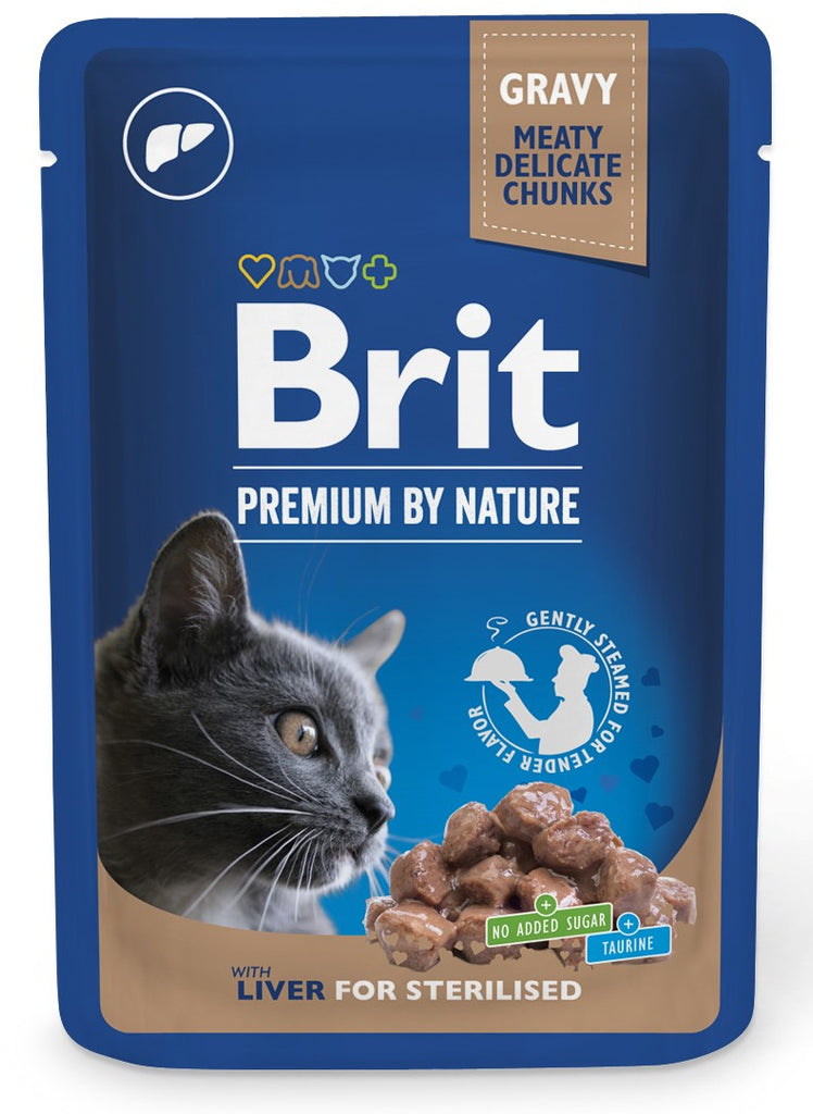 BRIT PREMIUM By Nature plic pentru pisici sterilizate, bucati Ficat in sos 100g