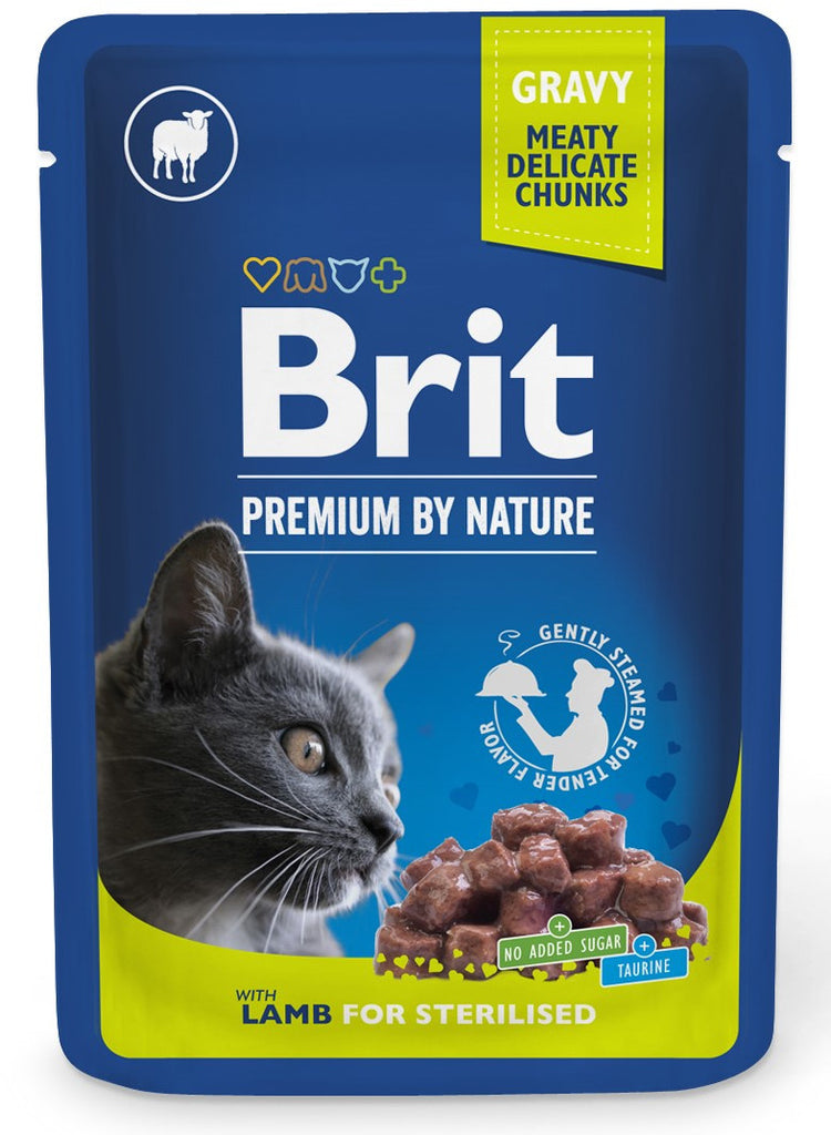 BRIT PREMIUM By Nature plic pentru pisici sterilizate, bucati Miel in sos 100g