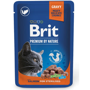 BRIT PREMIUM By Nature plic pentru pisici sterilizate, bucati Somon in sos 100g