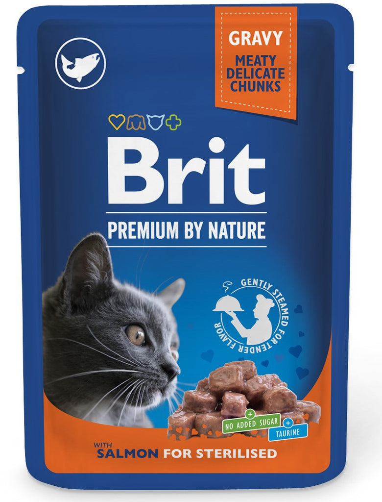 BRIT PREMIUM By Nature plic pentru pisici sterilizate, bucati Somon in sos 100g
