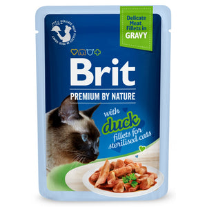 BRIT PREMIUM By Nature plic pentru pisici sterilizate, file cu Rata in sos 85g