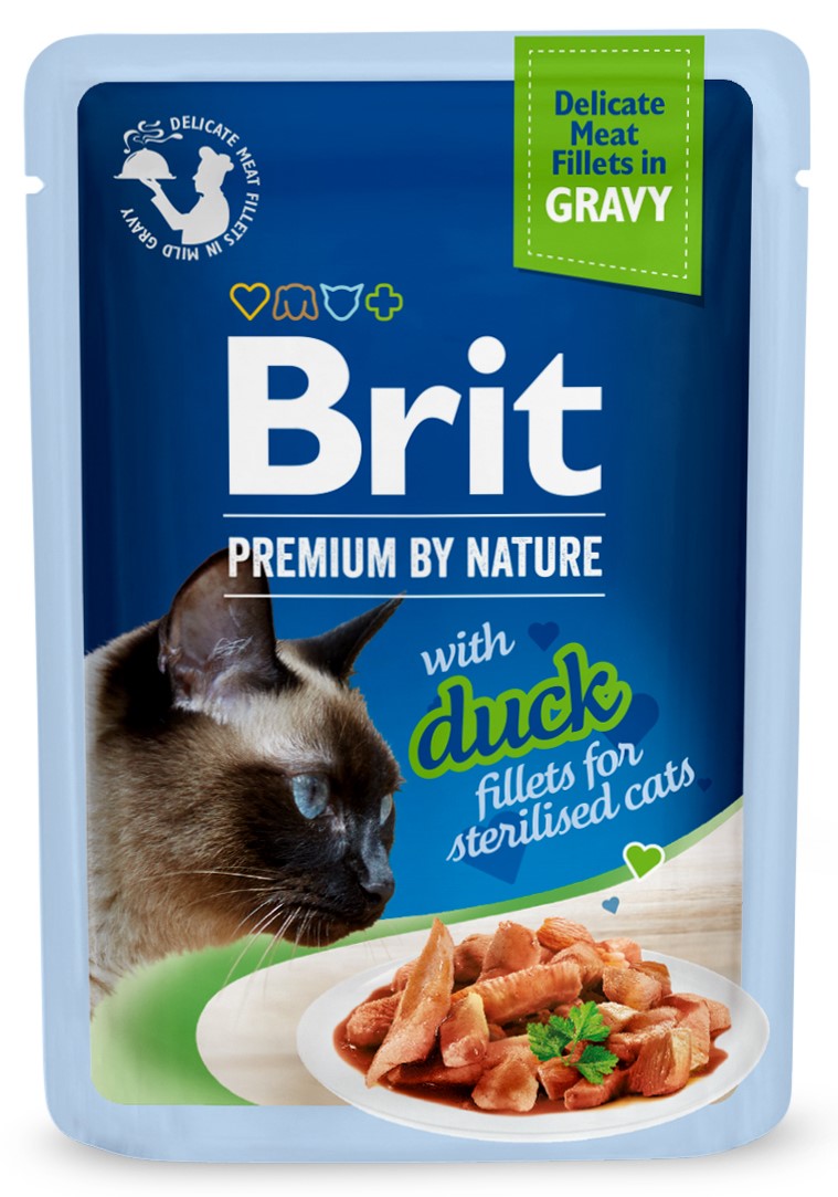 BRIT PREMIUM By Nature plic pentru pisici sterilizate, file cu Rata in sos 85g