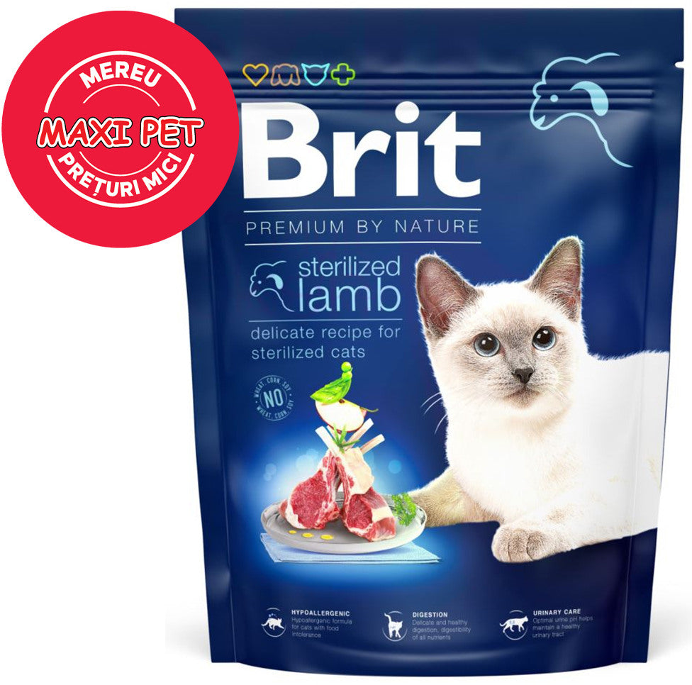 BRIT Premium hrana pentru pisici, Sterilised cu Miel 