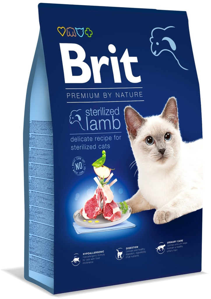 BRIT Premium hrana pentru pisici, Sterilised cu Miel 8kg