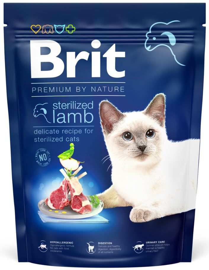 BRIT Premium hrana pentru pisici, Sterilised cu Miel 