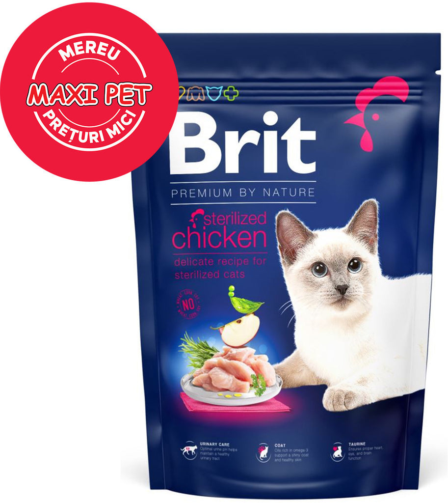 BRIT Premium hrana pentru pisici, Sterilised cu Pui 300g