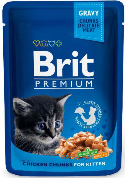 BRIT PREMIUM KITTEN plic, Bucati de carne de pui 100g