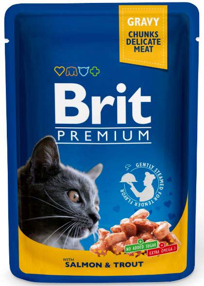 BRIT PREMIUM plic, Bucati in sos cu somon si pastrav 100g