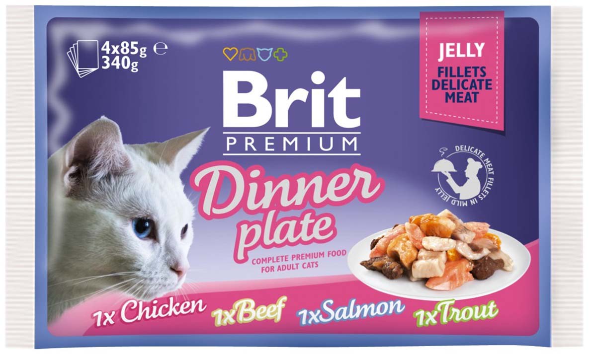 BRIT PREMIUM plic, File fraged in jeleu Dinner Plate, 340g (4x85g)