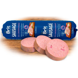 BRIT PREMIUM Salam pentru caini, cu Pui si Iepure 800g