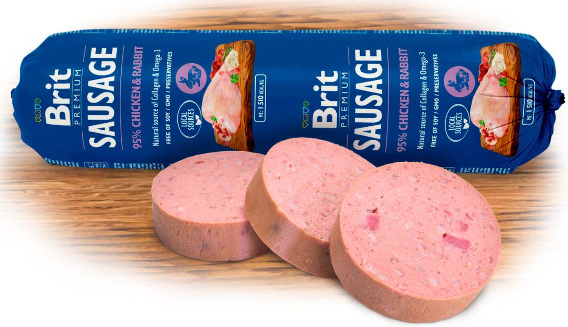 BRIT PREMIUM Salam pentru caini, cu Pui si Iepure 800g