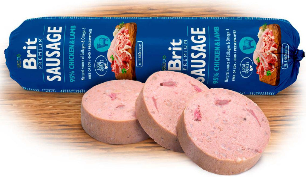 BRIT PREMIUM Salam pentru caini, cu Pui si Miel 800g